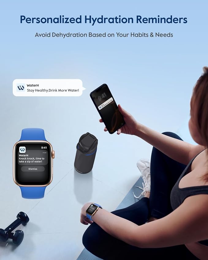 WaterH BOOST Smart Water Bottle Tracker with Reminder to Drink Water, 24oz | BPA-Free Double Wall Vacuum Insulated Stainless Steel, Leakproof, Smart App Tracking, Fits Cup Holders, Wide Mouth for School