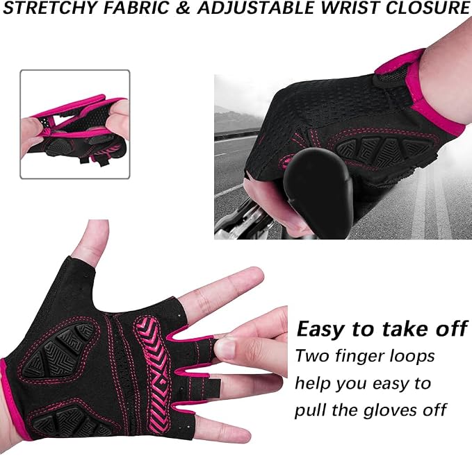 Cycling Gloves Bicycle Road Bike Gloves, Half Finger 5MM Gel | Biking Gloves for Men Women Gym workout exercise Motorcycle Hiking Rowing Outdoor Sports