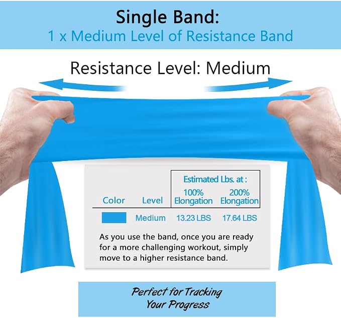 A AZURELIFE Professional Individual Exercise Resistance Bands, Single 5, 6,7 Ft or 8 Yards Elastic Bands, Non-Latex Stretch Bands for PT, Yoga, Pilates, Rehab, at-Home or The Gym Workouts