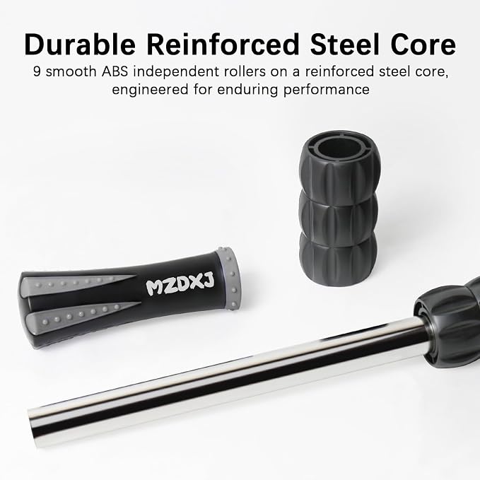 Muscle Roller Massage Roller Stick- Deep Tissue Fascia Blaster for Myofascial Pain Relief, Lymphatic Drainage & Body Sculpting, Handheld Physical Therapy & Recovery Tool (Gray Black-)