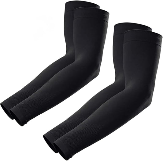 KUHNMARVIN 2 Pairs Arm Sleeves Compression UV Protection Cooling Sun Sleeves Tattoo Cover Up Basketball Arm Sleeves Football