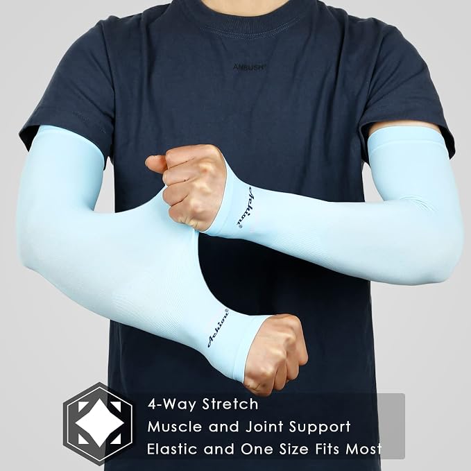 Achiou Arm Sleeves for Men Women, Sun Sleeves UV Protection Cooling Sports | Compression,Tattoo Sleeve Cover, Thumb Hole Design,Tattoo Cover Up, UPF 50+, Versatile Use for Basketball Football Volleyball