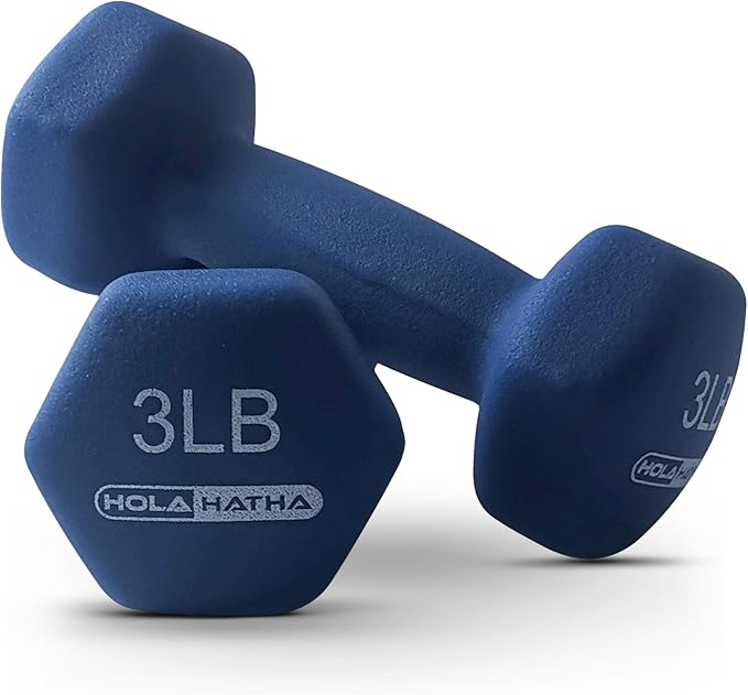 HolaHatha 1, 2 and 3 lb Neoprene Dumbbell Strength Training Weight Set with Rack