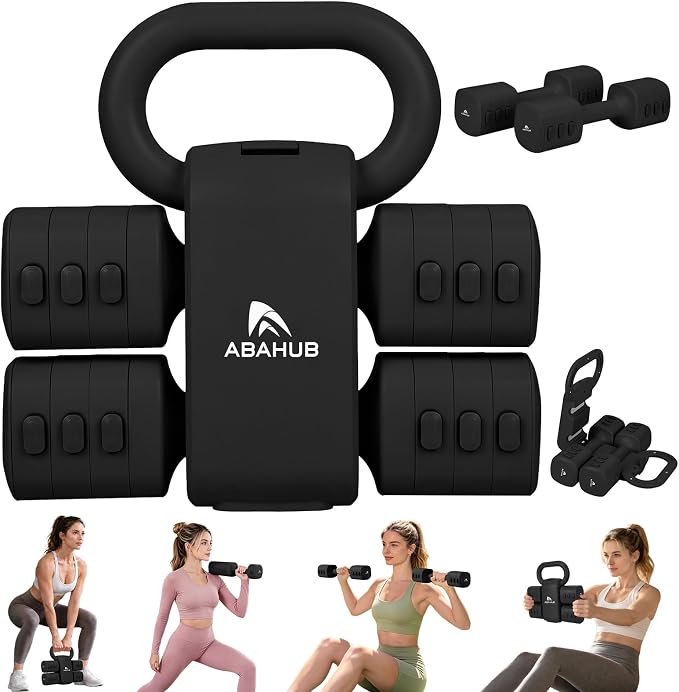 Abahub 2 in 1 Kettlebell & Dumbbell Set, Adjustable Dumbbell for Home Gym | Dumbbell with Kettlebell Converter Set of 2, Full Body Workout Kettlebell for Women