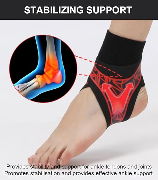 SUJAYU 2 Pack Ankle Brace & Elastic Supports for Men & Women, Ankle Support Ankle Compression Sleeve, Plantar Fasciitis Relief Achilles Tendonitis Brace Achilles Tendonitis Wrap (Red, L/XL)