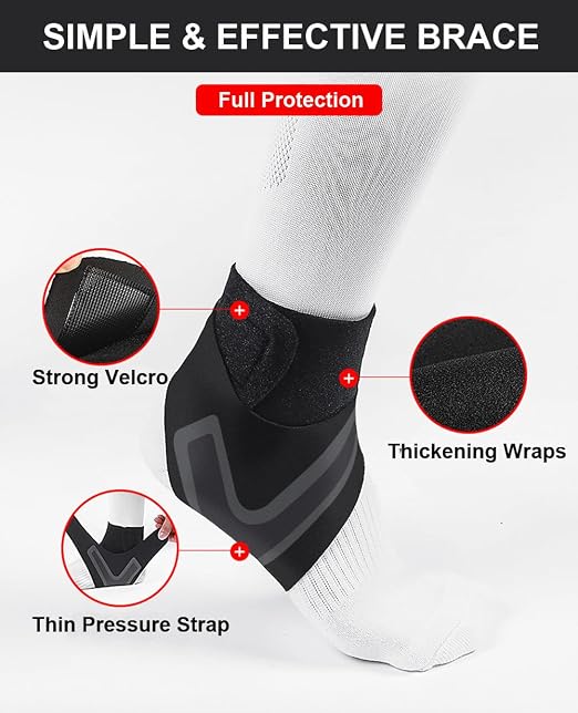 SUJAYU 2 Pack Ankle Brace & Elastic Supports for Men & Women, Ankle Support Ankle Compression Sleeve, Ankle Wrap Ankle Sleeve Ankle Brace for Sprained Ankle (Black, Large)