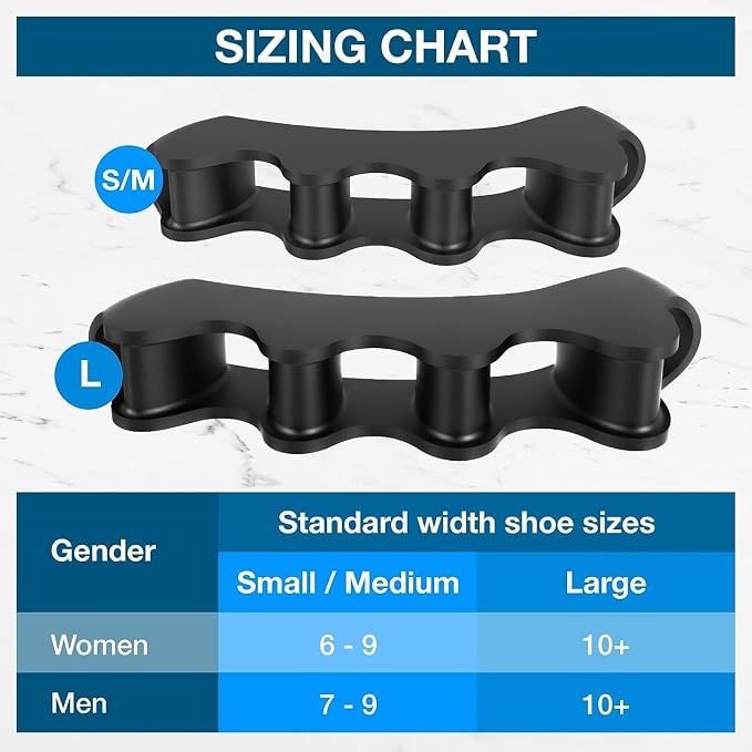 VYCE PrimalStep Toe Separators, Spreaders, Spacers, 2 Pairs S/M, Large | Straightener to Correct Toes for Men and Women, Bunion Corrector, Plantar Fasciitis and Athletic Mobility
