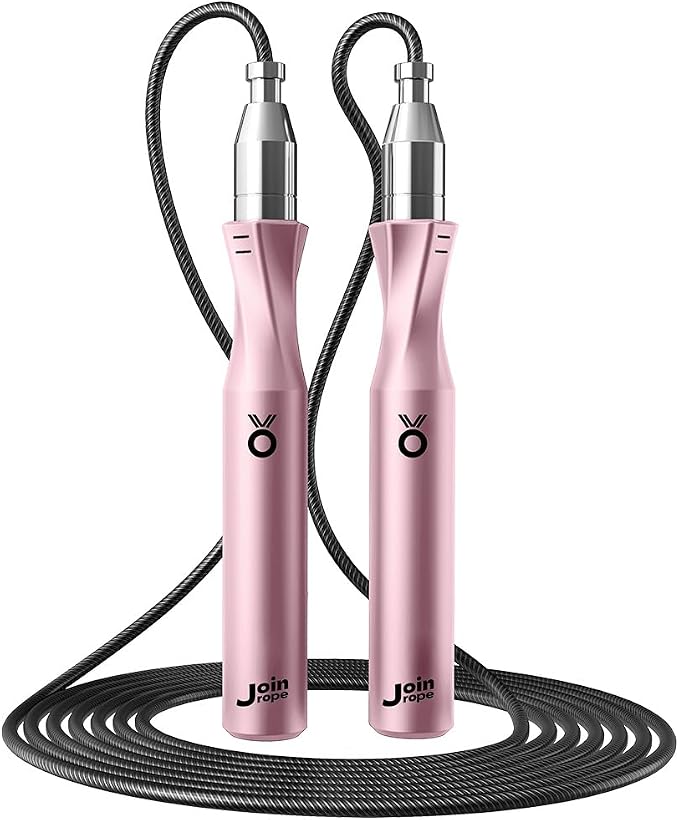 Weighted Jump Rope,Dual Bearing Smooth Rotation Speed Jump Rope, One-Button Push Adjustable Length for Men Women, Workout with Metal Handles for Fitness, Home Exercise & Slim Body