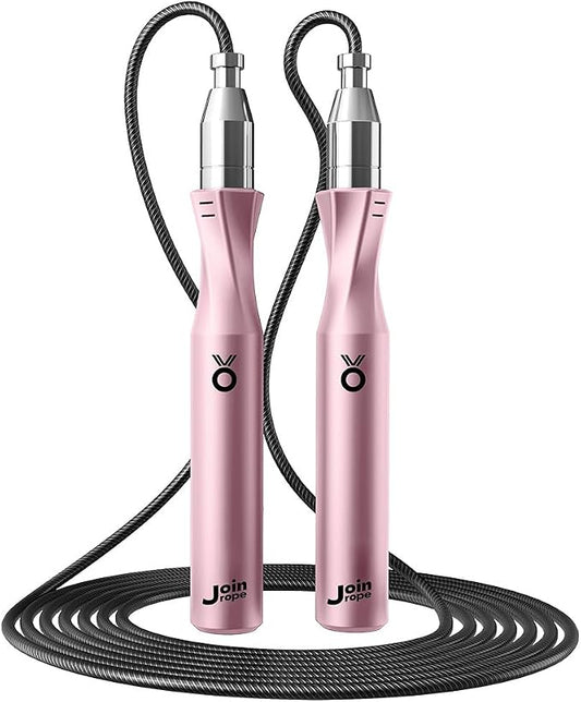 Weighted Jump Rope,Dual Bearing Smooth Rotation Speed Jump Rope, One-Button Push Adjustable Length for Men Women, Workout with Metal Handles for Fitness, Home Exercise & Slim Body