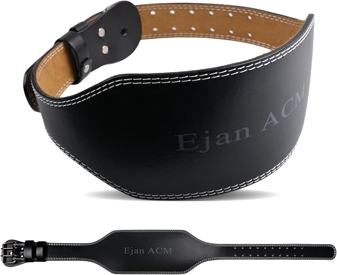 Leather Weight Lifting Belt 11 Adjustable Holes 4 and 6 inch for Lumbar Back Support Gym Weight Belt, Heavy Duty Workout, Training Strength, Powerlifting Weightlifting, Squat & Bodybuilding