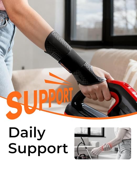 3-Splint Carpal Tunnel Wrist Brace Night Support, Right Hand Pain Relief | Adjustable Hand Brace for Tendonitis, Arthritis, Sprains & Strains, Wrist Support for Women & Men, Black, L