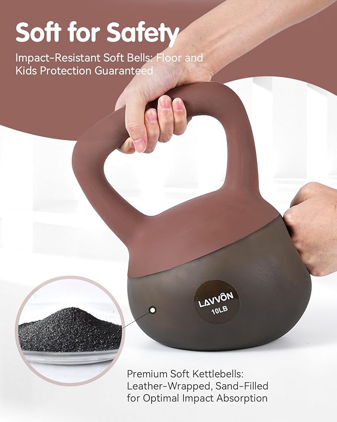 Soft Kettlebell - Cushioned Impact-Resistant Base and Anti-Slip | Kettle bell Anti-Slip Grip Weight for Home Workouts, Safe Strength Training Kettlebells Sets for Women& Men - Non-Slip Gloves
