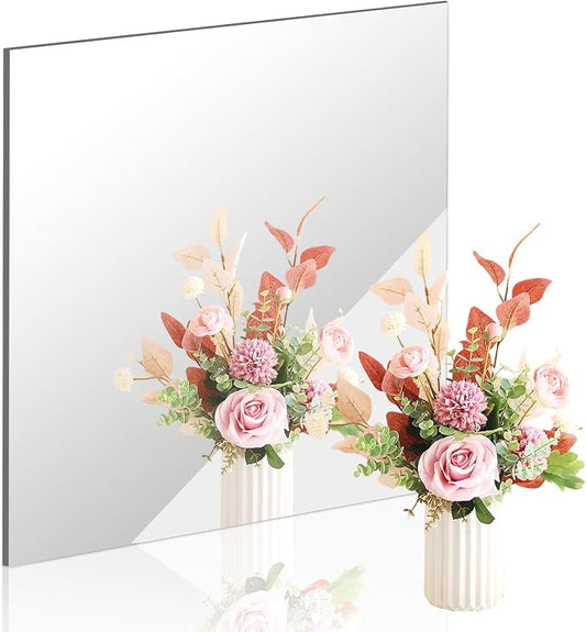 20x20 in Acrylic Mirror Sheet for Wall, 2.5mm Plastic Wall Mirror | Non Glass Body Mirror Tile with Adhesive Tapes, Modern Decorative Square Wall Mirror for Bathroom Bedroom Home Gym Door Decor