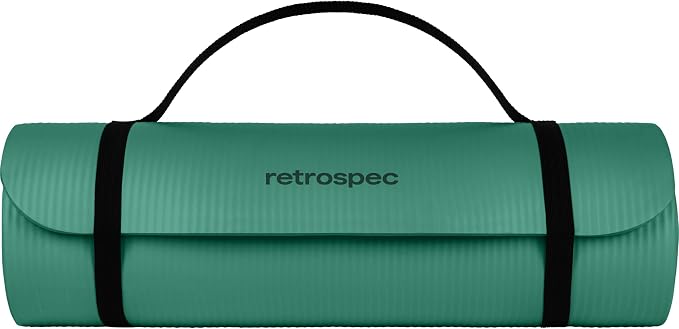 Retrospec Solana Yoga Mat 1" Thick w/Nylon Strap for Men & Women - Non Slip Exercise Mat for Home Yoga, Pilates, Stretching, Floor & Fitness Workouts