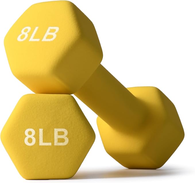 Portzon Dumbbells Neoprene with Non Slip Grip weight for Total Body Workout Compatible with of 2 Set,1-15 LB, Anti-Slip, Anti-roll, Hex Shape