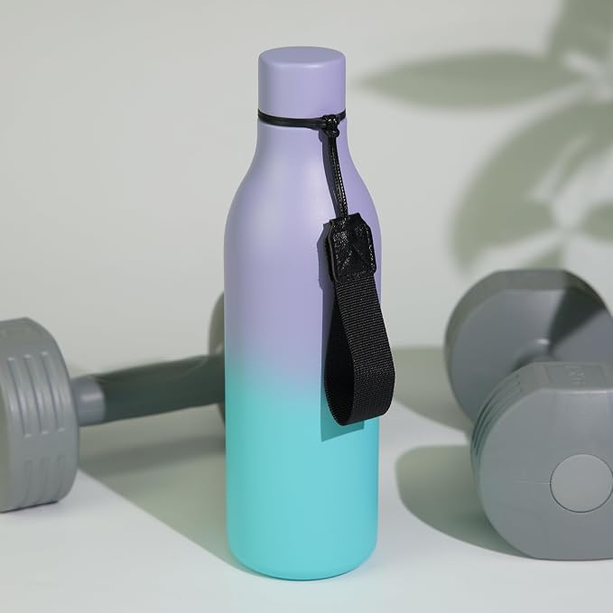 BJPKPK 25oz Insulated Water Bottle, Stainless Steel Bottle with Carry Strap | Keep Cold & Hot Vacuum Insulation, Leak-Proof BPA-Free Design, Slim Bottle Fits Most Cup Holders for Gym, Office & Travel