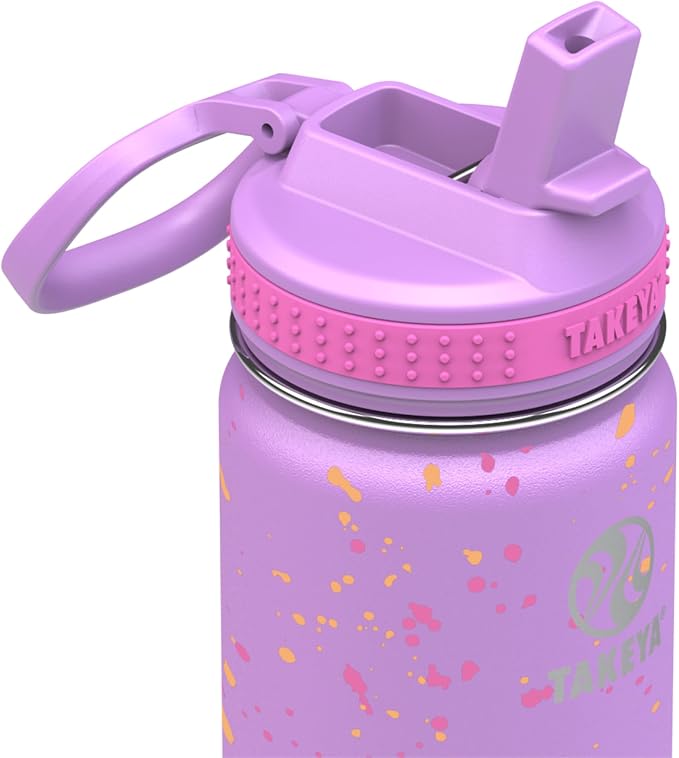 Takeya 22 oz Actives Stainless Steel Water Bottle with Straw Lid – Leakproof, Double-Wall Insulated, Keeps Drinks Cold 24 hrs/Hot 12 hrs, BPA-Free, Powder-Coated, Gym & Travel, Purple Love
