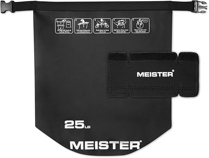 Meister BEAST Portable Sand Kettlebell - Soft Sandbag Weight - 25lb / 11.3kg - Black | Soft-sided kettlebell w/ oversized neoprene handle for swings, squats, presses, pulls and more. Ideal for home and travel