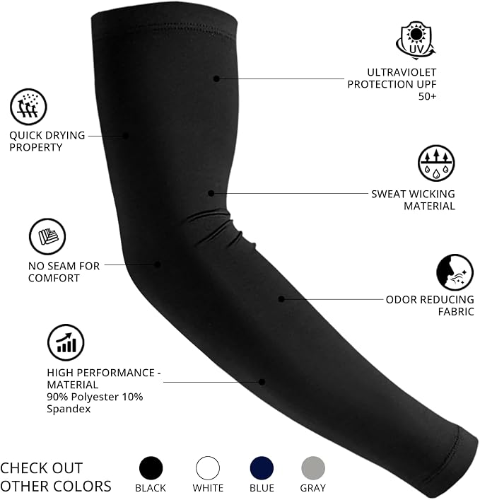 Arm Sleeves for Men and Women Compression UV Sun Protection Tattoo Cover Up Baseball Basketball Football Golf Running
