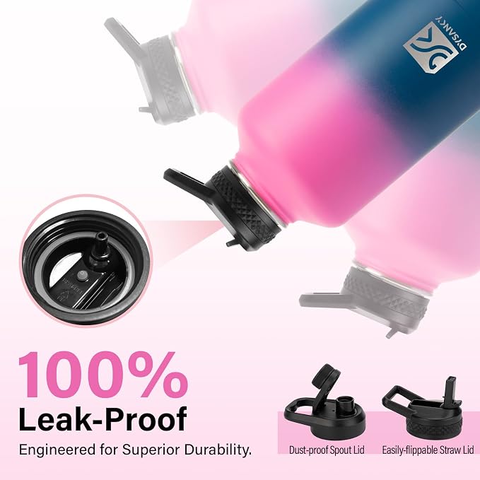 DYSANKY Insulated Water Bottle | Thickened Stainless Steel Vacuum Metal | Portable Sports Half Gallon Large Water Jug for Gym and Hiking with Straw, Carrier Bag, Handle Strap | BPA-Free 64 oz