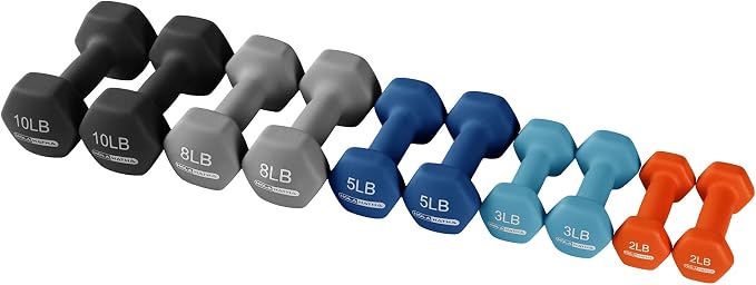 HolaHatha 1, 2 and 3 lb Neoprene Dumbbell Strength Training Weight Set with Rack