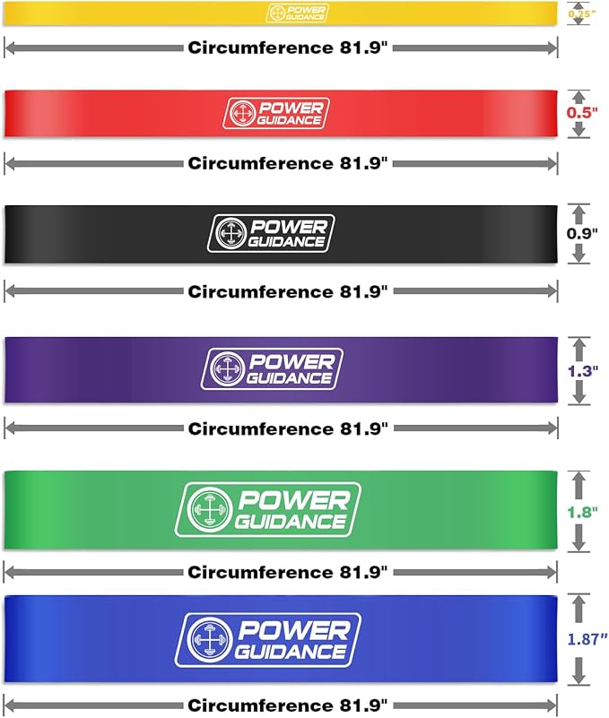 POWER GUIDANCE Resistance Bands, Set of 5 Pull Up Bands, Pull Up Assistance Bands, Exercise Bands, Resistance Bands Set for Legs, Working Out