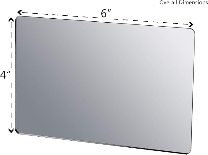 Marketing Holders 2 Pack Acrylic Mirror Sheet 4" x 6" Replacement DIY Reflective Plastic Tile Portable Lightweight Flat with Rounded Corners for Makeup Bags Purses and Traveling