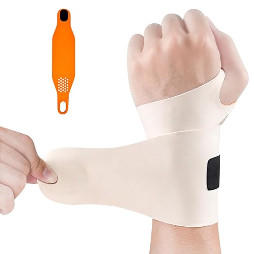 Ulnar Wrist Brace for Right & Left Hand, Ultra-Thin Elastic Wrist Wrap Compression for TFCC Tear and Repetitive Wrist Use Injury, Wrist Support for Carpal Tunnel, Tendonitis, Pain Relief (Beige)