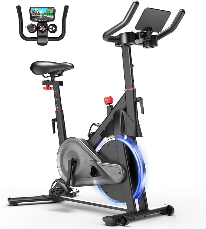 Indoor Cycling Bike - 32-Level Magnetic Resistance Stationary Exercise Bike with Adjustable Seat & Handlebars, Silent Belt Drive for Home Cardio (Fits Users 5'1" to 5'11", 300lbs Capacity)