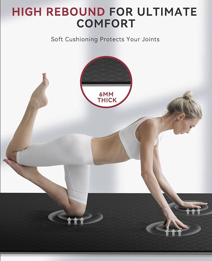 HAPBEAR Large Yoga Mat - 72"x36"x6mm (1/4 inch), Extra Wide Non-Slip Exercise Mat for Home Workout, Yoga, Pilates & Stretching, Durable, Includes Carry Bag