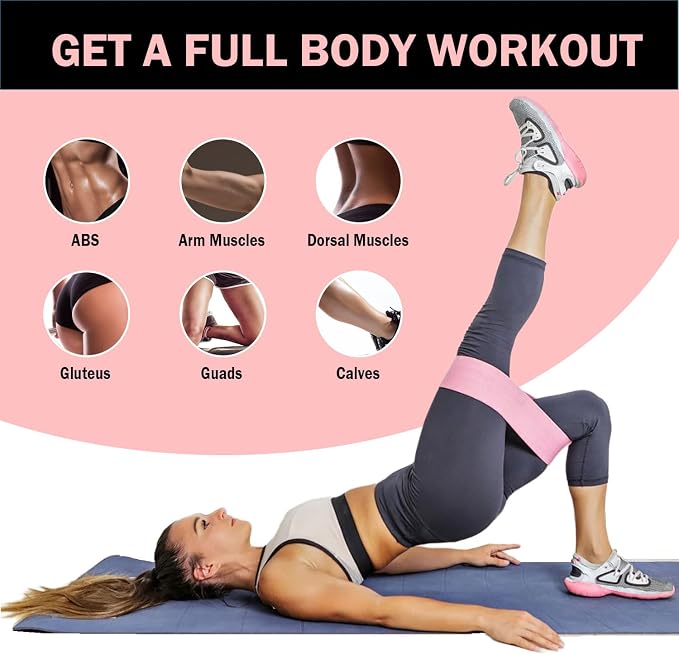 KANGFITER Non-Slip Fabric Resistance Bands for Working Out 3 Levels | Loop Exercise Bands for Booty Leg Butt Glute Hip, Elastic Stretch Workout Bands for Women Men Home Gym Fitness Yoga Pilates