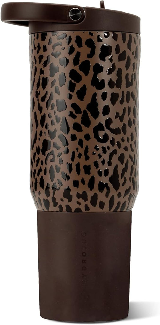 HydroJug Sport 20 oz Insulated Stainless Steel Water Bottle, Brown Leopard
