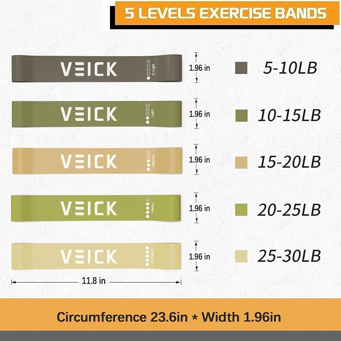 VEICK 10-150LBS Resistance Bands with Handles, Ankle Straps, Door Anchor | Accredited Lab Certified, 100% Natural Latex, Versatile for Yoga, Pilates, Strength, Home Gym