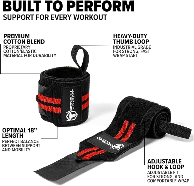 Wrist Wraps for Weightlifting (USPA & IPL Approved) - 18” Premium Quality Wrist Straps for Weightlifting - Weight Lifting Wrist Wraps with Thumb Loop - Best Gym Wrist Wraps for Lifting Weights, Curls & Dips - Lifting Wrist Wraps for Bench, Powerlifting...