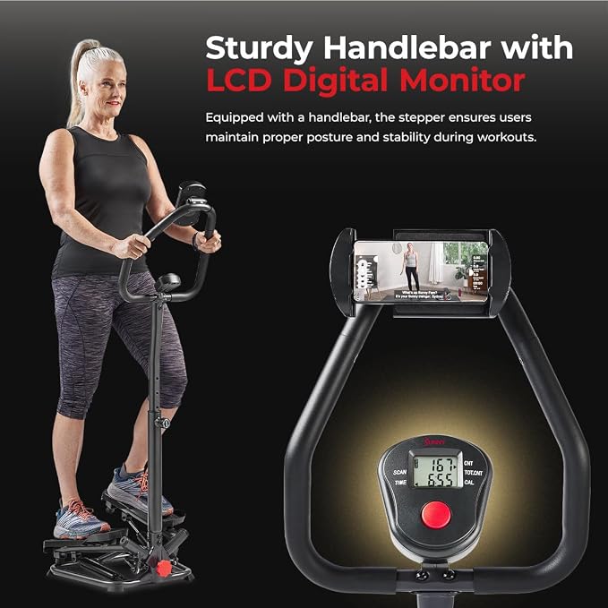 Sunny Health & Fitness Smart Twist Stair Stepper with Adjustable Handlebar