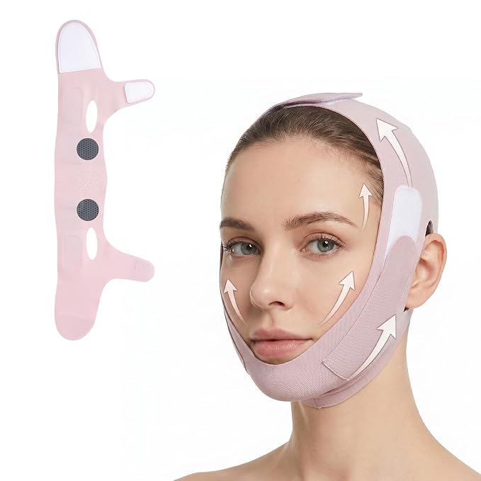 Face Framer V Line Lifting Mask Reusable Chin Strap for Sleeping Breathable Double Chin Reducer Face Slimming Strap with Support for Women Prevent Sagging (Purple)
