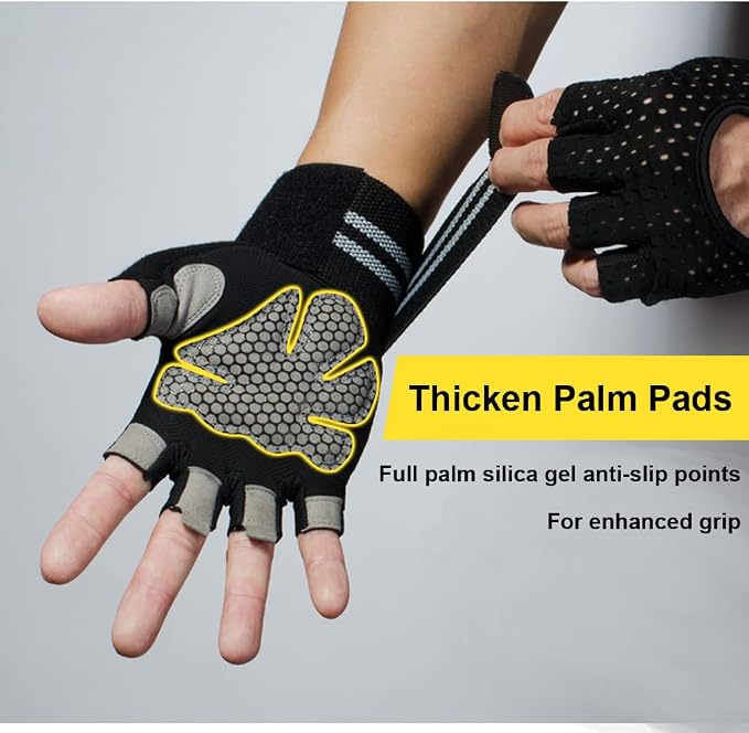 SUJAYU Weightlifting Gym Gloves for Men Women, Breathable Workout Gloves, Anti-Slip Exercise Gloves, Adjustable Wrist Support, Full Palm Protection, Lightweight