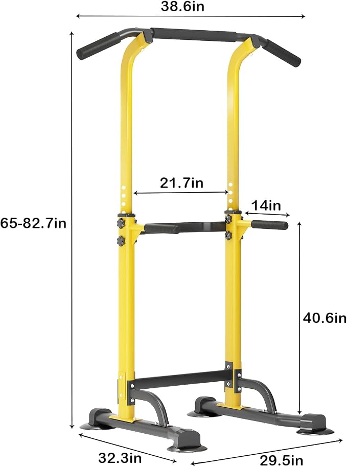 SogesHome Multi-Function Power Tower Pull Up Bar Dip Station for Home Gym | Height Adjustable PullUp Dip Stand, Full Body Strength Training Equipment, Fitness Workout for Push Ups Dips, 330LB Capacity