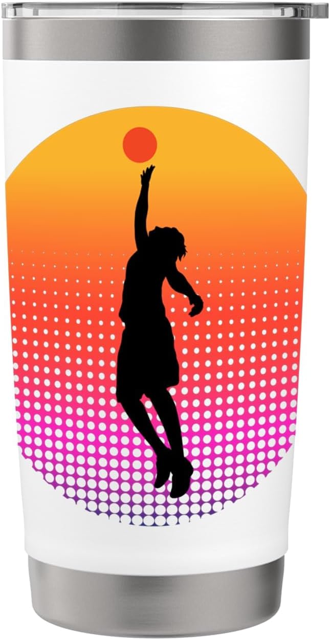 Basketball Game Hoop Slam Dunk Ball Retro Sunset Player Gift Stainless Steel Insulated Tumbler