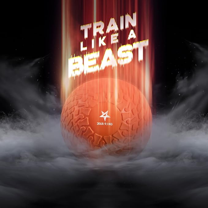 Yes4All Upgraded Fitness Slam Medicine Ball 20lbs for Exercise, Strength, Power Workout | Weighted Ball | Orange Beast