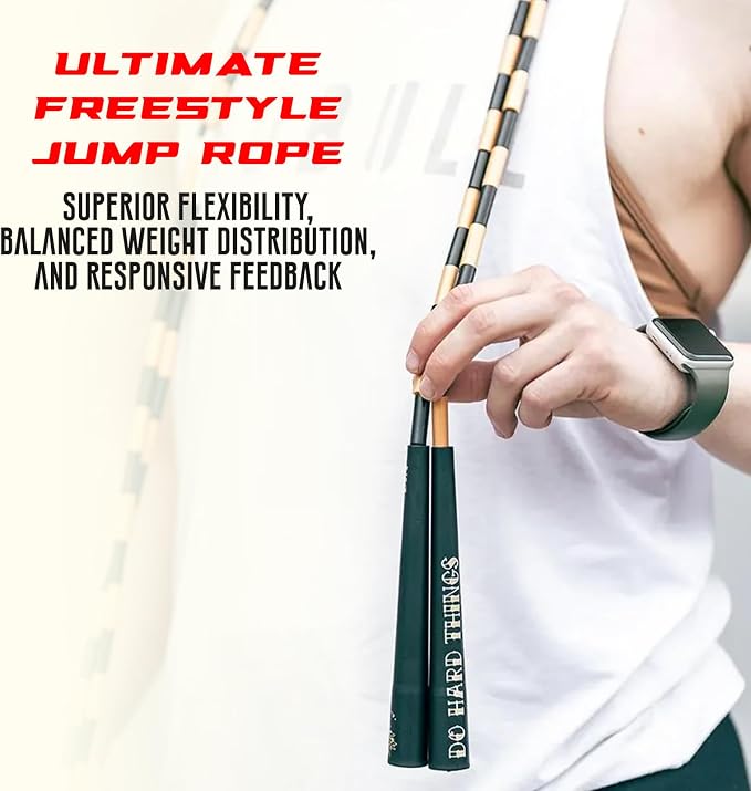 Elite Jumps Edge Beaded Adjustable Jump Rope, Do Hard Things | Tangle-free 1-inch shatterproof beads. Long edge handles. Adjustable for all ages.