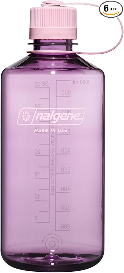 Nalgene Leak Proof Tritan BPA-Free Water Bottle - 32 oz Narrow Mouth - Made in the USA for Outdoor Use & Daily Hydration (Cherry Blossom) (Pack of 6)