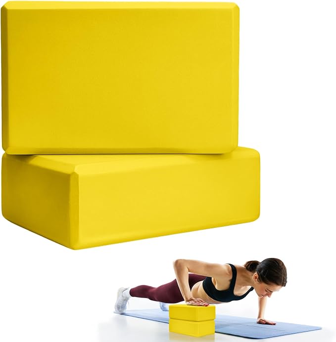 Septo 2 Pcs Yoga Blocks, 9x6x3 Inch Foam Blocks for Pilates | High density EVA foam Yoga Props lightweight non-slip surface for meditation stretching balance training