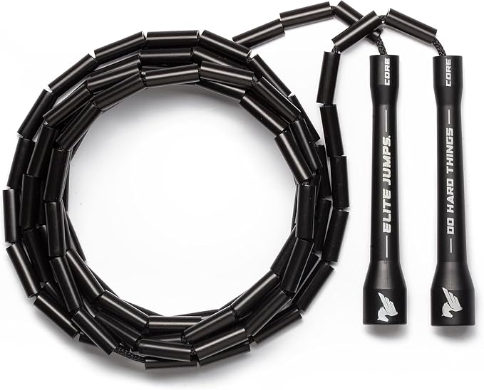 Elite Jumps 1-inch Beaded Jump Rope, Adjustable Shatterproof | Durable adjustable beaded rope. Improves rhythm, speed and agility. For fitness and cardio.