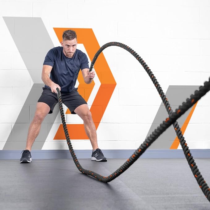 METIS Battle Ropes – Durable Fitness Ropes for Strength Training, 30ft/40ft/50ft Options – Ideal for Home Workouts & Gyms with Anti-Fray Handles