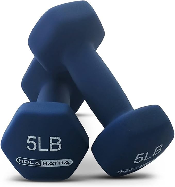 HolaHatha 1, 2 and 3 lb Neoprene Dumbbell Strength Training Weight Set with Rack