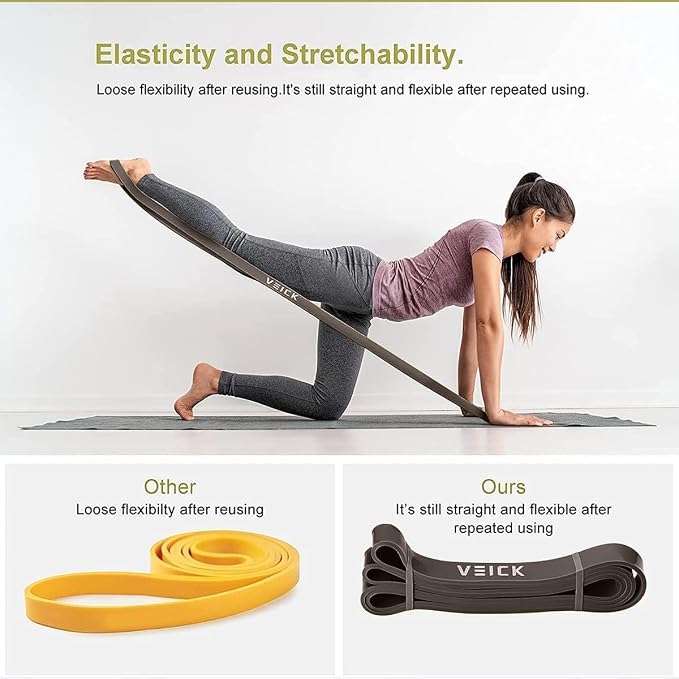 VEICK Pull Up Assist Resistance Bands for Home Gym | 100% Natural Latex, Non Slip Leather Texture, Space Saving, Versatile for Full Body Training, Home Gym