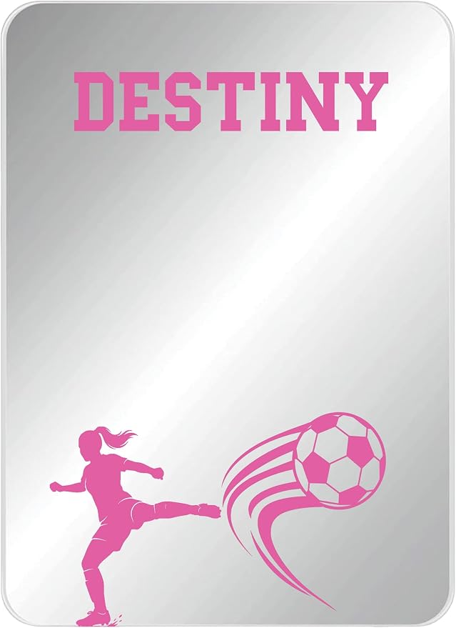 Personalized Sports Player Fan Team Club Locker Mirror Magnet – Back to School Decor, Colorful Magnetic Organizer Accessory for Gym, Home, Office & Refrigerator (Soccer Female)