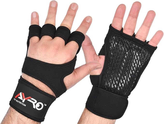 AYRO Workout Gloves for Men & Women, Gym Gloves for Men, Weight Lifting Gloves with 15" Wrist Wraps & Support, Breathable Palm Padding, Non-Slip Grip for Fitness, Cross Training & Bodybuilding