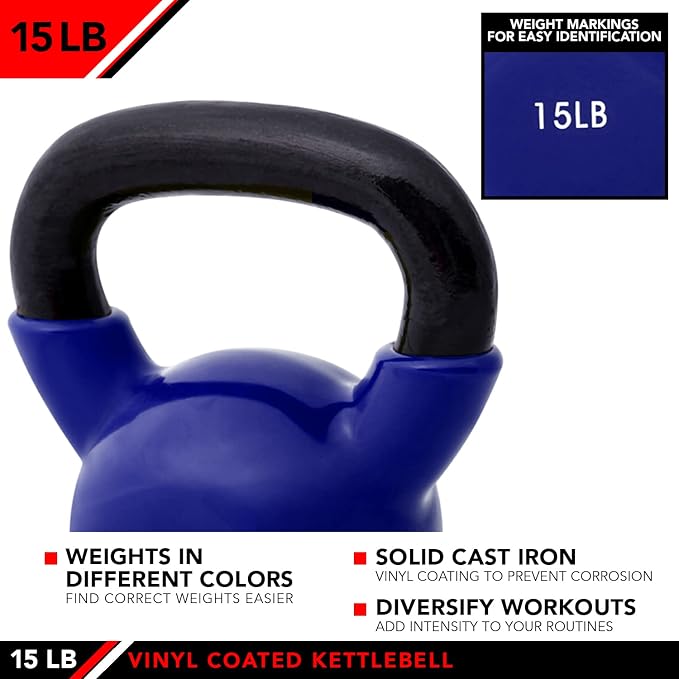 JFIT Kettlebell Weights Vinyl Coated Iron
